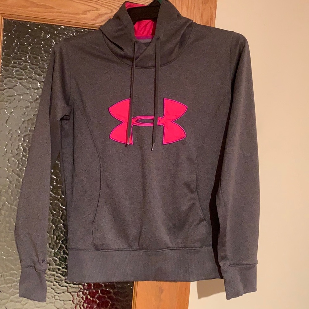 Under Armour cold gear grey and pink hoodie, EUC